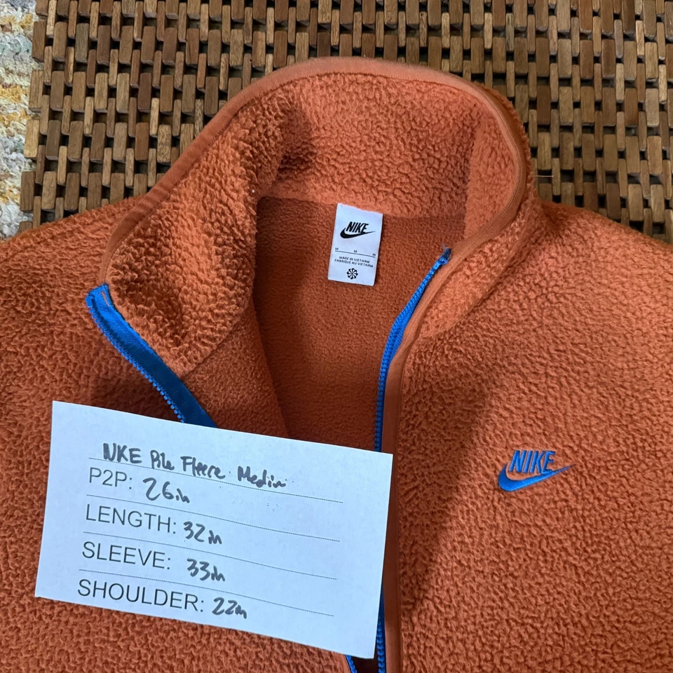 Nike Retro Pile Cremallera Completa Chaqueta Utilitaria Tostado Naranja Azul Cremallera Completa Mediana M Foto 3 de 3