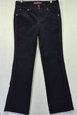Gloria Vanderbilt Womens Corduroy Pant Sz 8 Black Double Button Zip Closure AI12