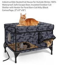 Insulated  Weatherproof Heated Outdoor Cat House in Winter Shelter Heated House