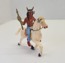 Vintage 1960s France Michel Cowboy Native American Hard Plastic Horse Figurine