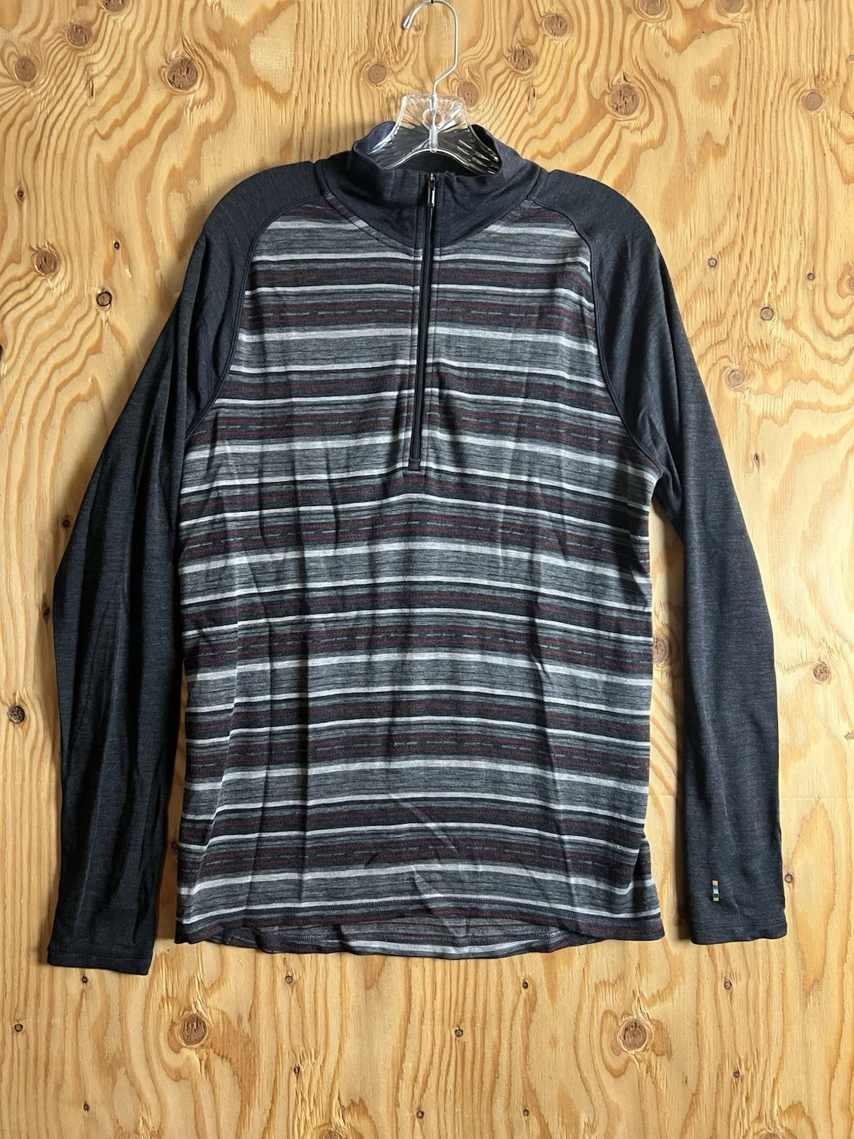 SmartWool Merino Wool 250 Pullover Sweater Base Layer 1/4 Zip Mens M Grey Black