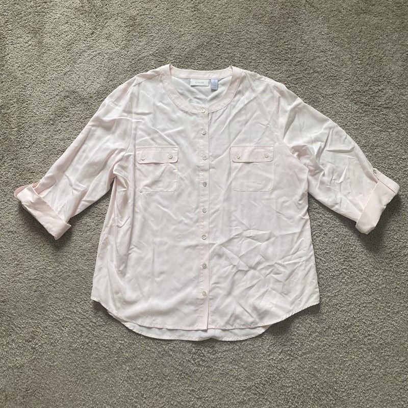 NWT ~ Chico's ~ Pale Pink Banded Utility Shirt ~ Spring ~ Size 3 (XL)