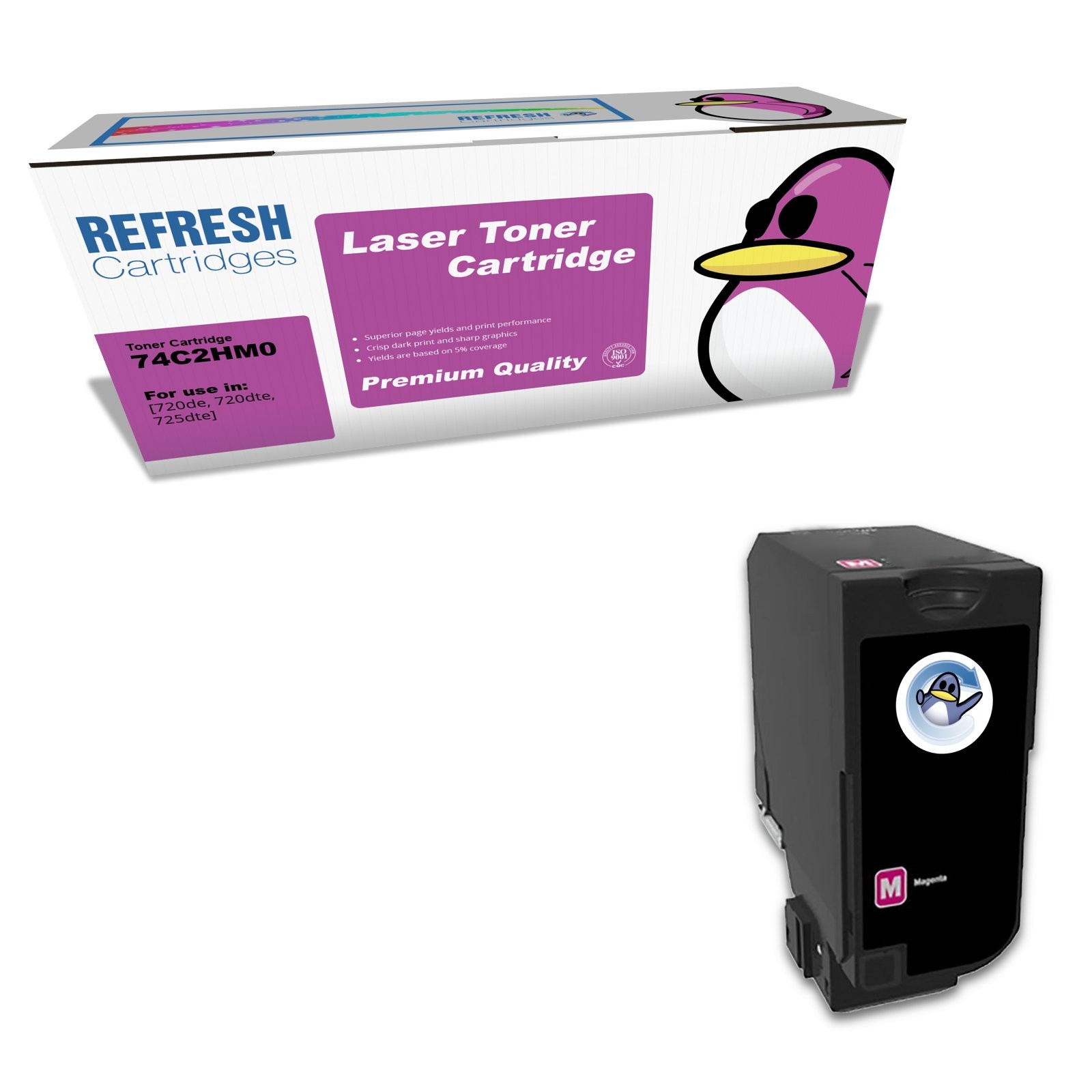 Refresh Cartridges Magenta 74C2HM0 Toner Compatible With Lexmark Printers