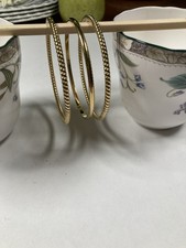 Gold Tone Metal Stackable Slip-On Bangle Bracelets Set of 3 Round No Stone