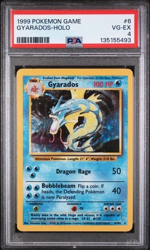1999 POKEMON BASE SET UNLIMITED #6 GYARADOS-HOLO PSA 4