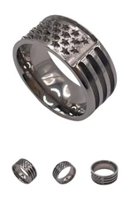 Custom Titanium Ring, patriotic US Flag ring With D-Day Beach Sand