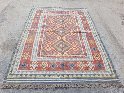 Distressed Vintage Handmade Traditional Brown Kilim Floor Rug Carpet 246x177cm