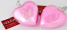 New Pink Glitter Hearts 'Yes/No'  'Hottie' Christmas Tree Holiday Ornaments 34
