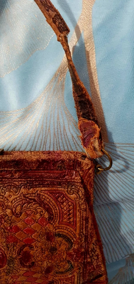 Vintag Handtasche(19Jh.anfang20Jh.) , fein geprägtes Leder, - Bild 2 von 4