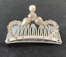Vintage Rhinestone And Pearl Tiara Hair Comb