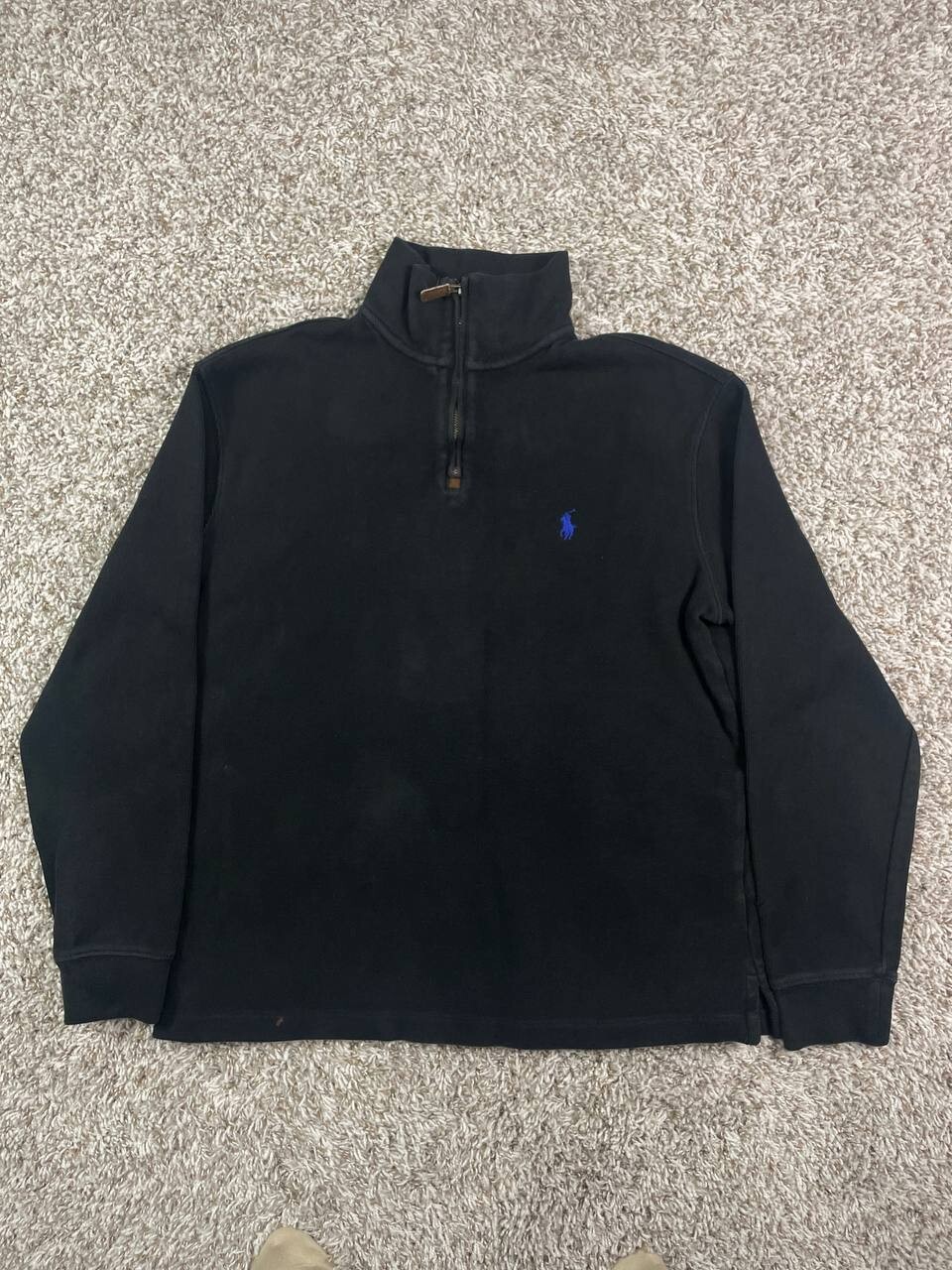Polo Ralph Lauren 1 4 Zip Felpa Pullover Uomo Nero Taglia Media Blu Pony