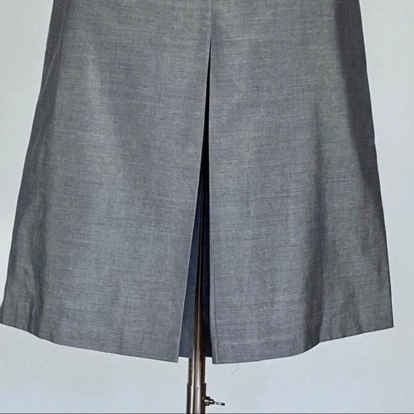 Lida Baday Womens Gray A Line Skirt Silk Cotton Blend Front Back Slits size 10 - Image 3 of 4