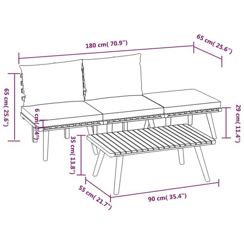 4 Piece Garden Set with Cushions Solid Acacia Wood Y9W0 - Picture 10 of 10