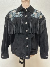The La Costa Spa Leather Suede Fringe Beaded Embroidered Western Women Jacket L