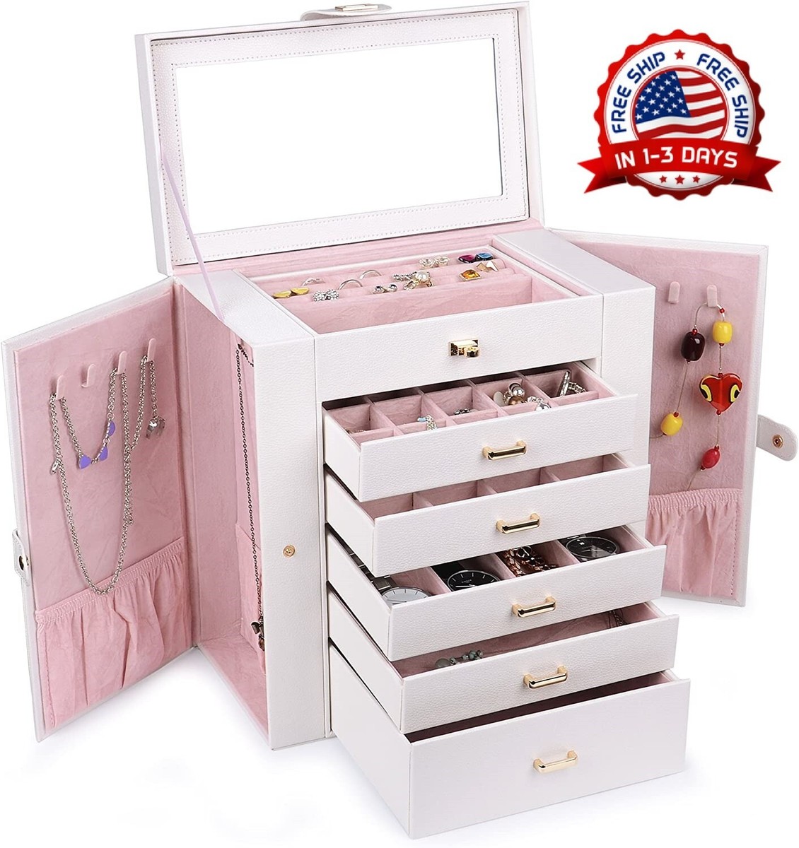 Joyero Organizador de Mujer Gabinete Joyas Almacenamiento Para