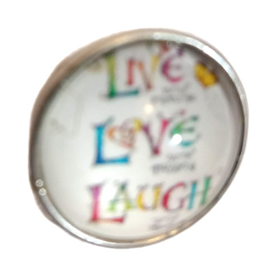 Gingersnaps Jewelry Charm Live Love Laugh Silver Alloy Blue Red Yellow Green 1.5