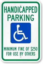 Ada Handicap Reserved Parking Aluminum Weatherproof 12" x 18" Sign p00254