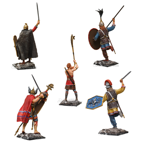 Guerreros celtas enemigos de Roma juguete de hojalata pintado soldado 54 mm | Juego de 5 figuras - Imagen 2 de 2