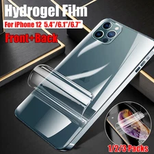 For iPhone 17 16 15 14 13 12 Pro Max Front+Back Hydrogel Screen Protector Film