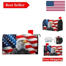 Patriotic American Flag Bald Eagle Mailbox Cover - Waterproof, Easy Install f...