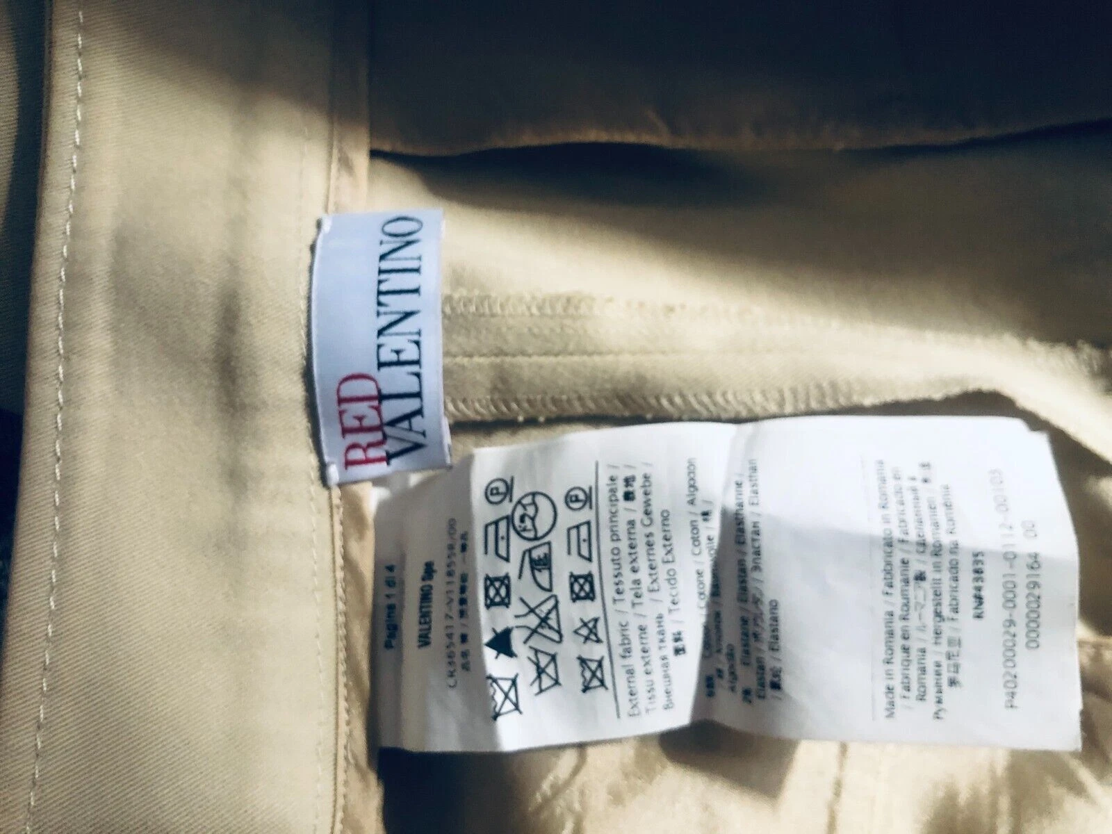 Pantaloni eleganti rossi Valentino Spa donna beige kaki taglia 48 US 12 14 lunghi dritti