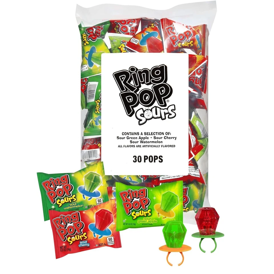 Piruletas Sour Candy 30 unidades surtidas dulces duros afrutados regalos para niños Foto 3 de 4