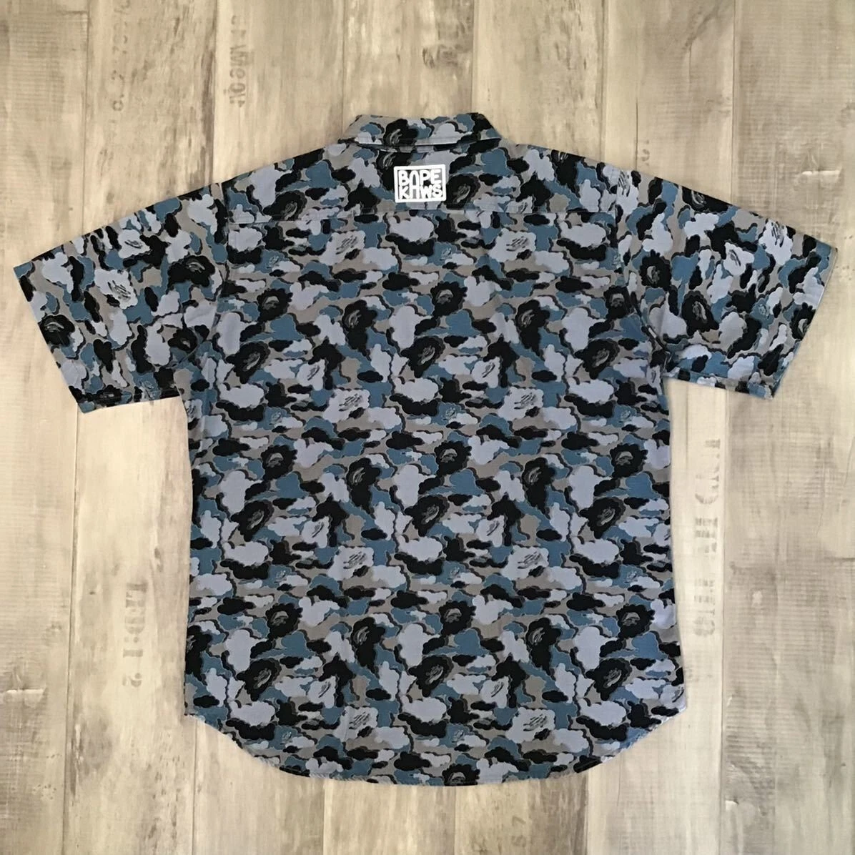 BAPE × kaws cloud camo work shirt Gray Short Sleeve A Bathing Ape