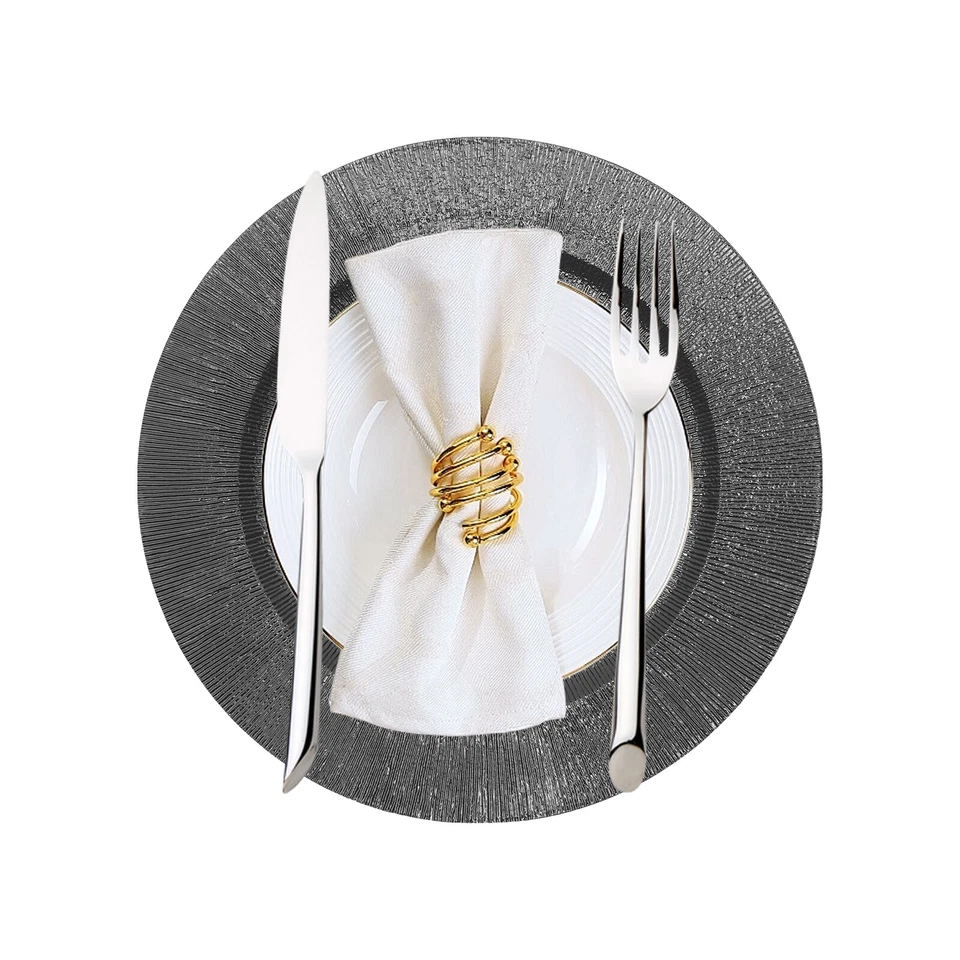 50x Platos Cargador Vidrio Elegantes Diseñados 13" Boda Eventos Mesa Comedor Decoración Foto 4 de 4