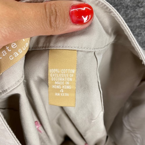 Kate Hill Cropped Pants Women 4 Beige Flamingo Straight Mid Rise Flat Front - Picture 8 of 12