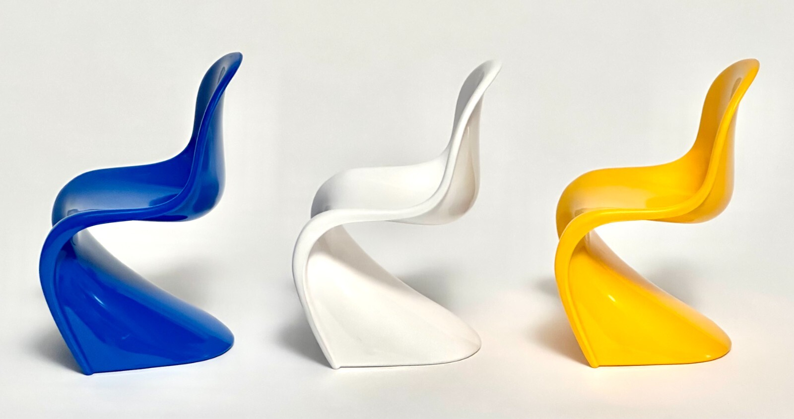 Vitra Museum Miniature Panton Chairs in Yellow, Blue & White eBay