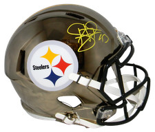 TROY POLAMALU SIGNED PITTSBURGH STEELERS CHROME FULL SIZE SPEED HELMET BECKETT