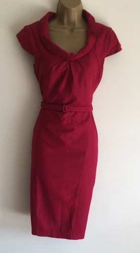 Warehouse Fitted Wool viscous Red Dress 