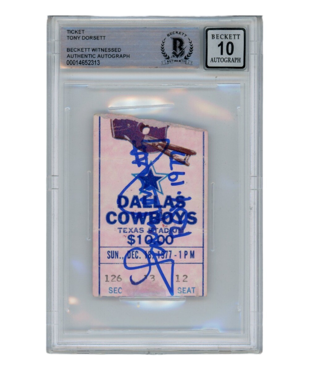 Tony Dorsett Autographed Signed 12/18/1977 Ticket Stub Roy Beckett 