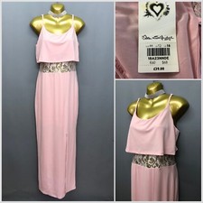 NEW Miss Selfridge Pink Laced Sheer Occasion Dress UK 16 EUR 44 US 12 Overlap