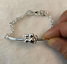 Silver Two Cat Bracelet Chain 8  Animal Crazy Women Lover Present Charm Clasp