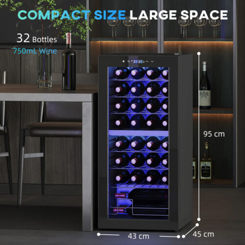 HOMCOM 86L Dual Zone Wine Cooler with Adjustable Temperature Control, Black - Picture 3 of 8