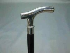 Vintage walking stick Silver Brass Derby Handle Cane Wooden Style Black Handmade