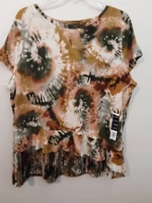 VERA WANG SIMPLY VERA XL TOP NWTS CAP SLEEVE RUFFLE TRIM WAIST