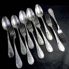 ARMAND FRENAIS Art Nouveau 6 LARGE FORKS AND 5 SILVER METAL SPOONS