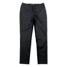 Ellen Tracy Women's Faux Leather Front & Fabric Back Leggings Black Sz S Stretch