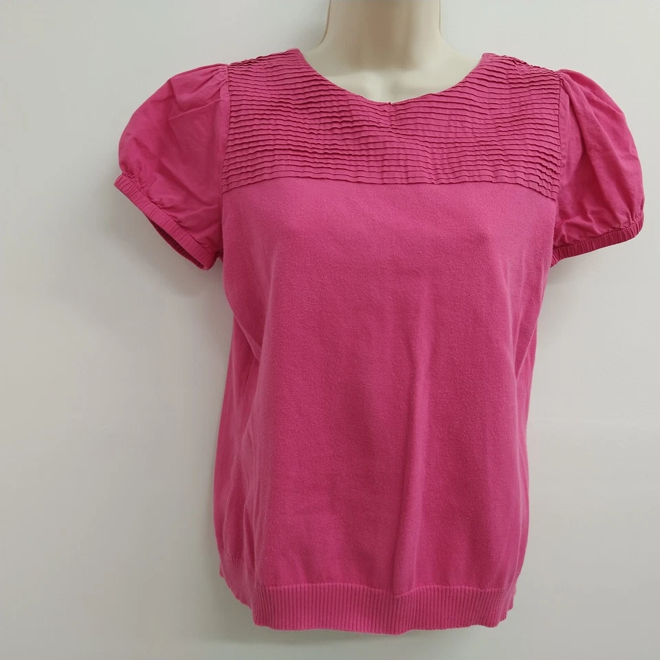 RQT Top Blusa Suéter Mujer M Pequeño Rosa Manga Corta Pullover Informal Preppy Foto 4 de 4