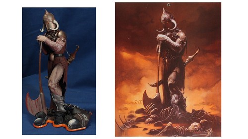 Death Dealer Unique, 1 of 1 sculpture Frazetta painting, 8 inches tall