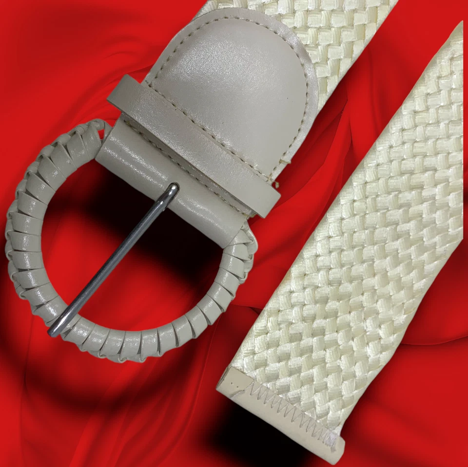 Vintage 1980's White Braided Nylon Waist Cinch Belt New Wave Sz M 36" - Image 2 of 2