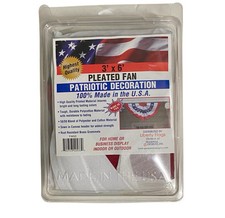American Pleated Fan Flag Bunting Half Fan Banner NEW Patriot Made In USA 3  x 6