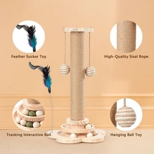 Solid Wood Cat Scratching Post with Sisal, 44.5 cm