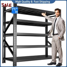71" Metal Garage Shelving 8000lbs Heavy Duty 5 Tier Storage Shelves Adjustable