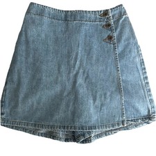 Vintage 90s Y2K Steel Jeans Denim Mom Shorts Skort High Rise Sz 7 S USA MADE