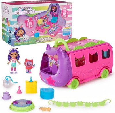Dollhouse Celebration Party Bus, Transforming Playset with Gabby & DJ Catnip Toy
