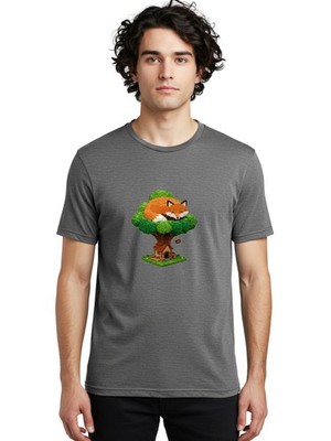 Sleeping-Fox-2 Mens Graphic Tee, 100% Cotton, Casual Summer Wear