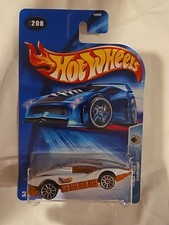 2004 Hot Wheels #208 Track Aces AEROFLASH White-Orange w/Chrome 10 Spoke Wheels